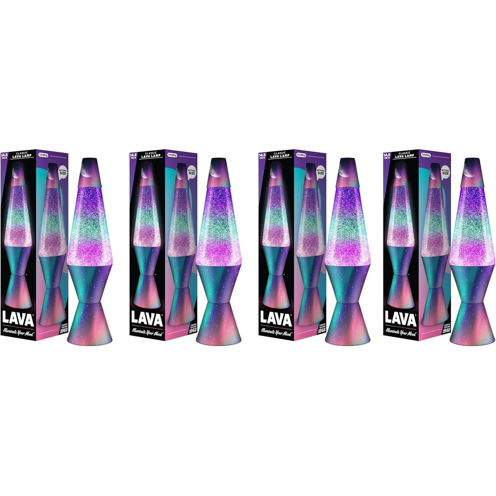 image:imageLava Lamp 145 Polar Glimmer The Original Motion Light Silver Glitter Multicolor Base and Globe Item 2048 Amazon ExclusivePack of 4