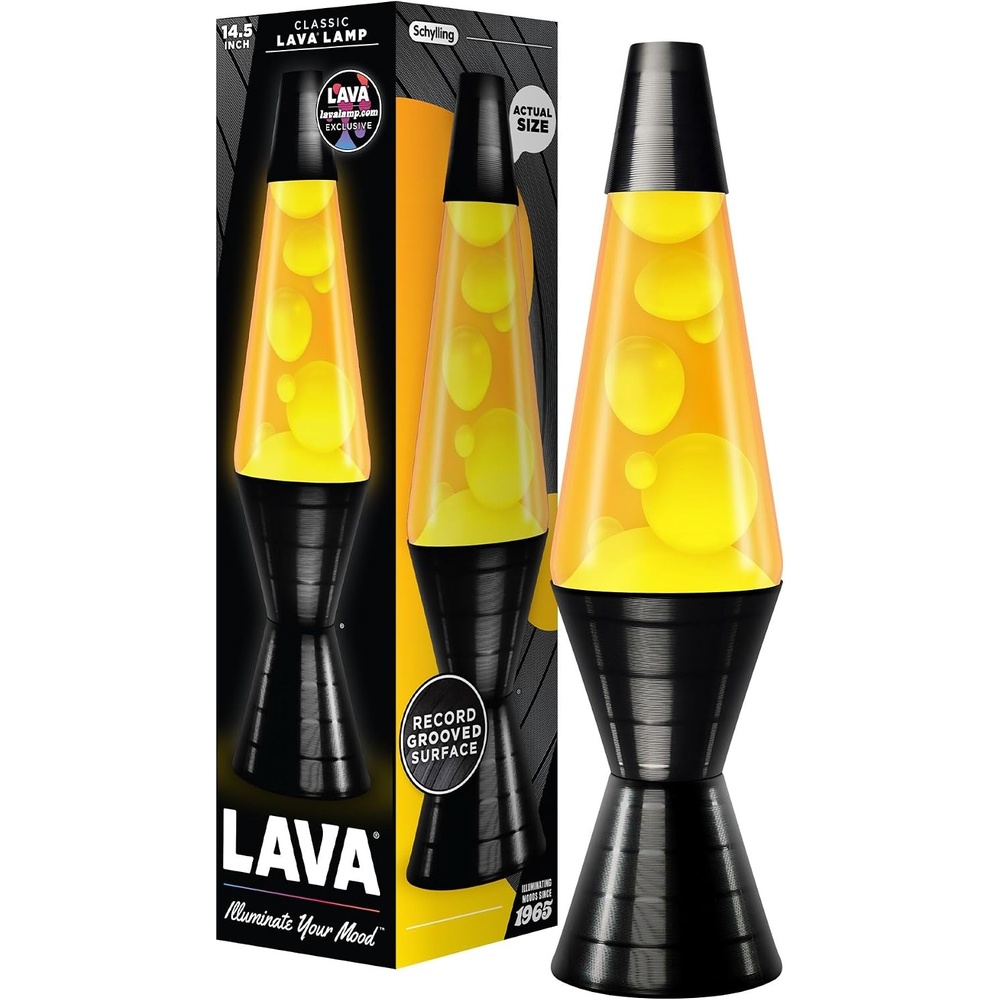 image:imageLava The Original Lamp 145 Vinyl Record Grooved Base Classic Liquid Motion Lamp Yellow and Blue Liquid Item 2020 Amazon ExclusiveYellow