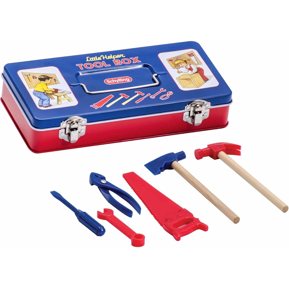 image:imageSchylling Toy Tin Tool Box with Tools Metal Case Including 6 Tools Ages 3