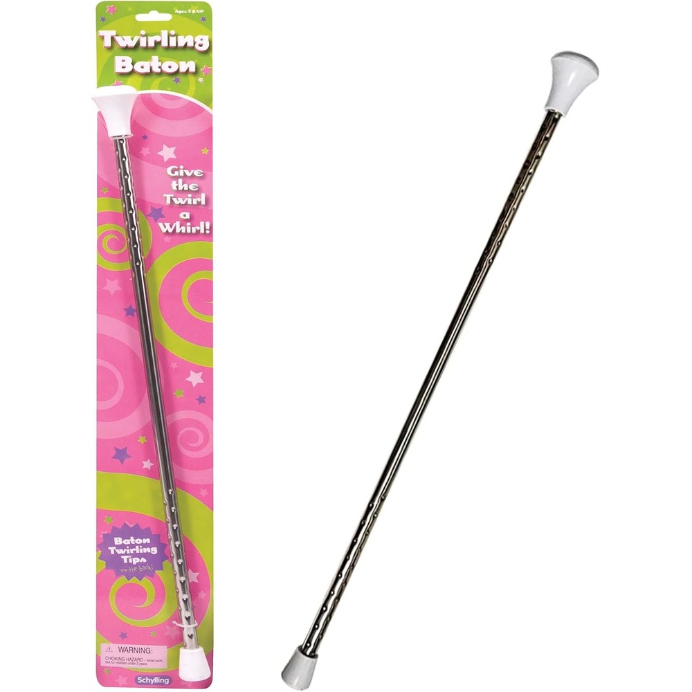 image:imageSchylling Twirling Baton Metal Kids Baton Rubberized Ends in Assorted Pink White and Purple Colors Ages 3 and Up One Baton