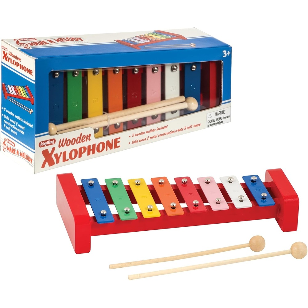 image:imageSchylling Wooden Xylophone Colorful Kids Instrument Includes Wooden Mallets and Embossed Metal Keys Ages 3 and Up