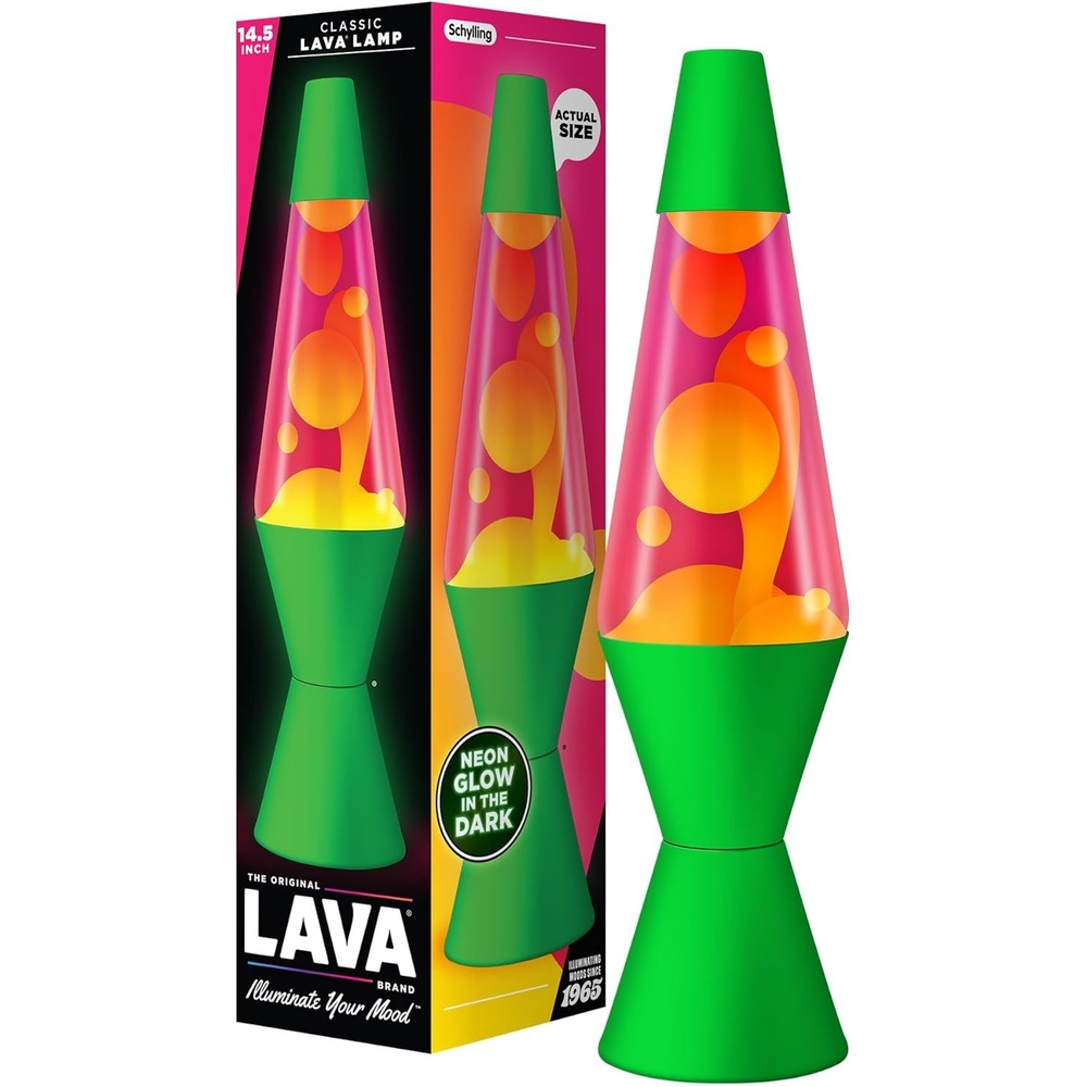 image:imageThe Original Lava Lamp 145 Grinning Globs Classic Liquid Motion Lamp Yellow Lava and Orange Liquid Item 2094 Amazon ExclusiveGreen