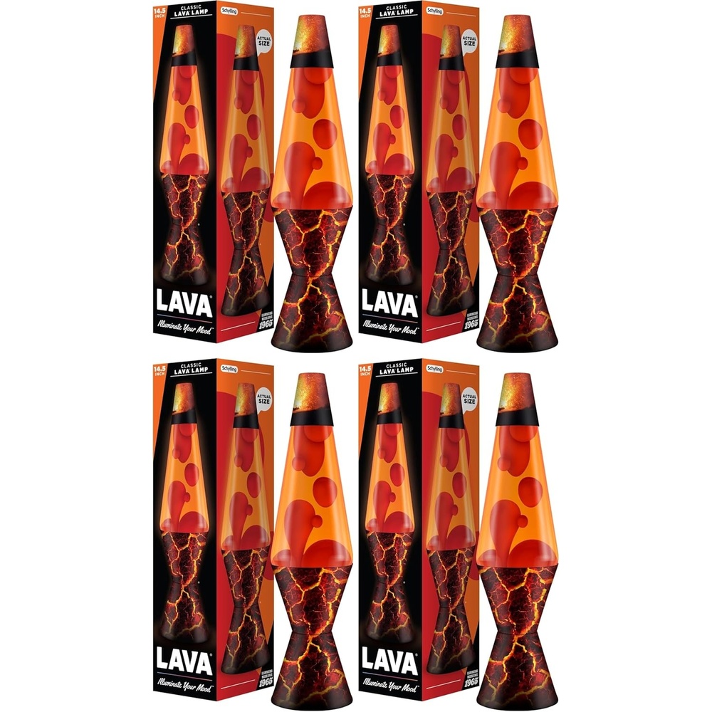 image:imageThe Original Lava Lamp 145 Volcanic Crags Classic Liquid Motion Lamp Red Wax and Orange Liquid 2078 Amazon Exclusive145 inches Pack of 4